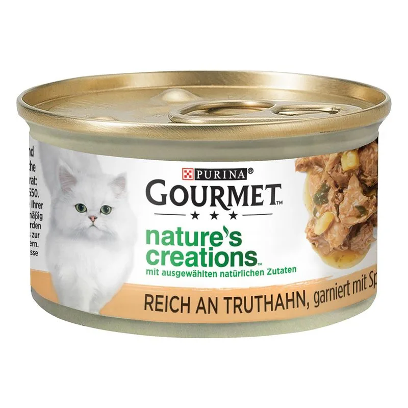 Gourmet Nature's Creations 12 x 85 g Alimento umido per gatti (Tacchino con Spinaci & Pastinaca)