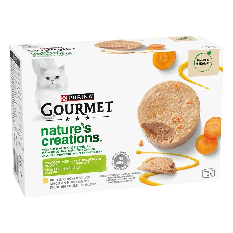 Gourmet Nature's Creations Paté 12 x 85 g umido gatti (Pollo & Carote)