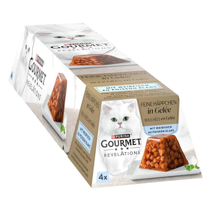 Gourmet Revelations Bocconcini 8 x 57 g Umido per gatto (Pesce bianco)