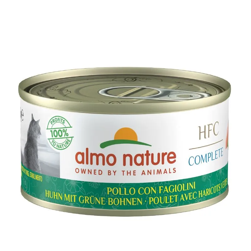 Almo Nature HFC Complete 12 x 70 g Alimento umido per gatto (Pollo con Fagiolini)