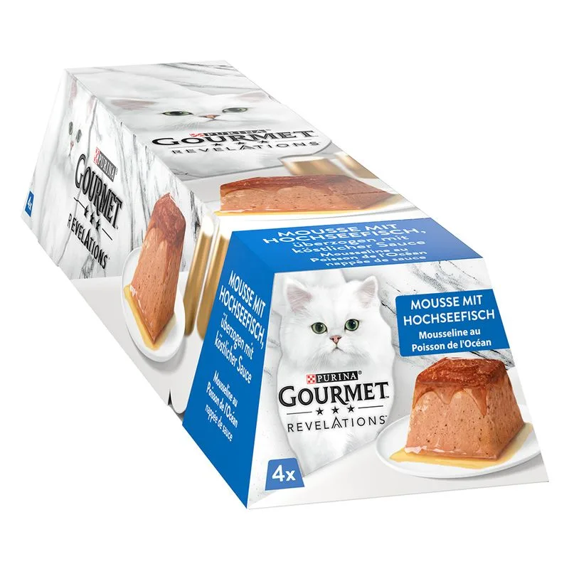Gourmet Revelations Mousse 4 x 57 g Alimento umido per gatti (Pesce di mare)