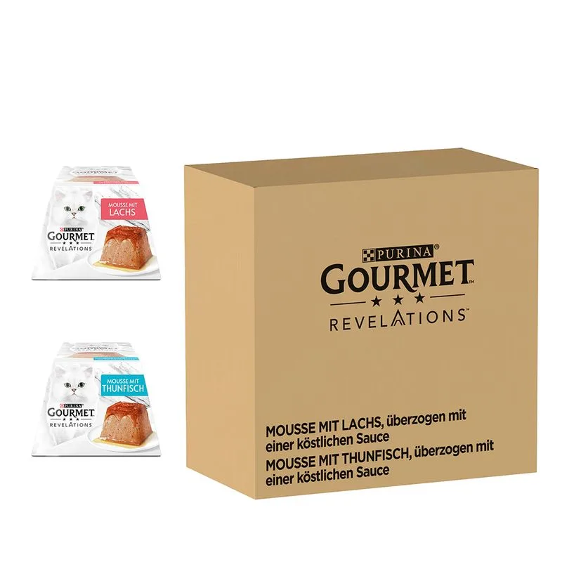 Gourmet Revelations Mousse Pacco misto 48 x 57 g Alimento umido per gatti (Salmone e Tonno)