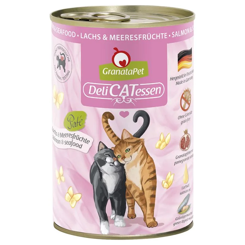 GranataPet DeliCatessen 24 x 400 g Umido per gatto (Salmone & Frutti di mare)