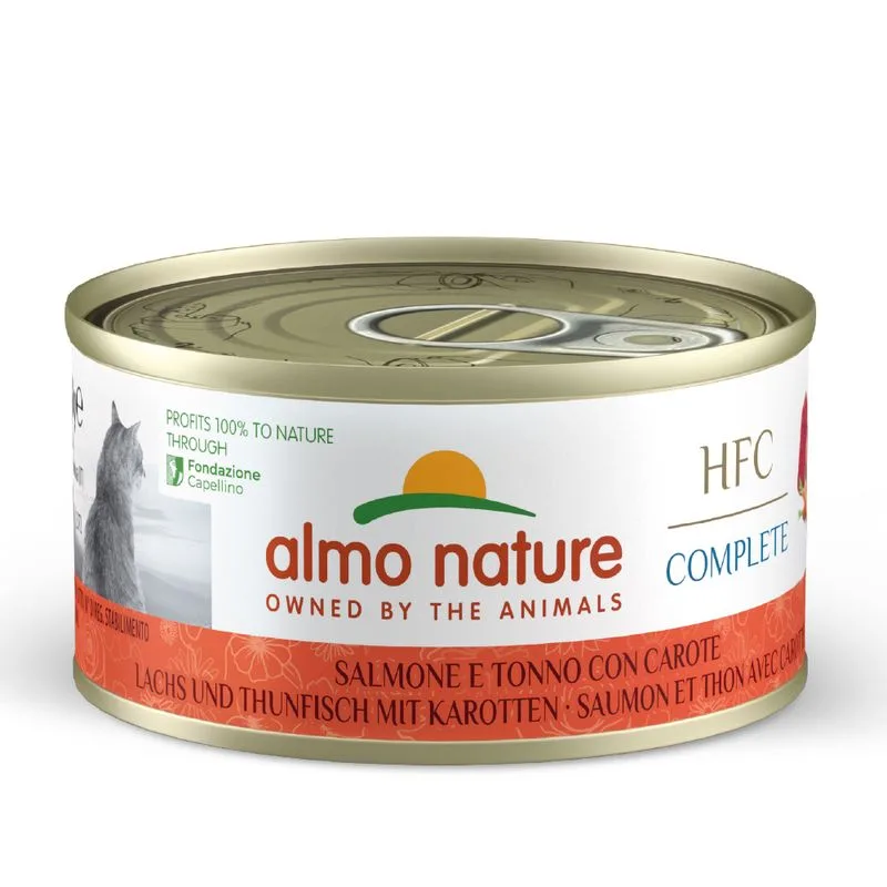 Almo Nature HFC Complete 24 x 70 g Alimento umido per gatto (Salmone e Tonno con Carote)