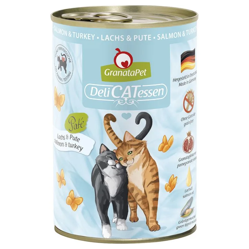 GranataPet DeliCatessen 24 x 400 g Umido per gatto (Salmone & Tacchino)