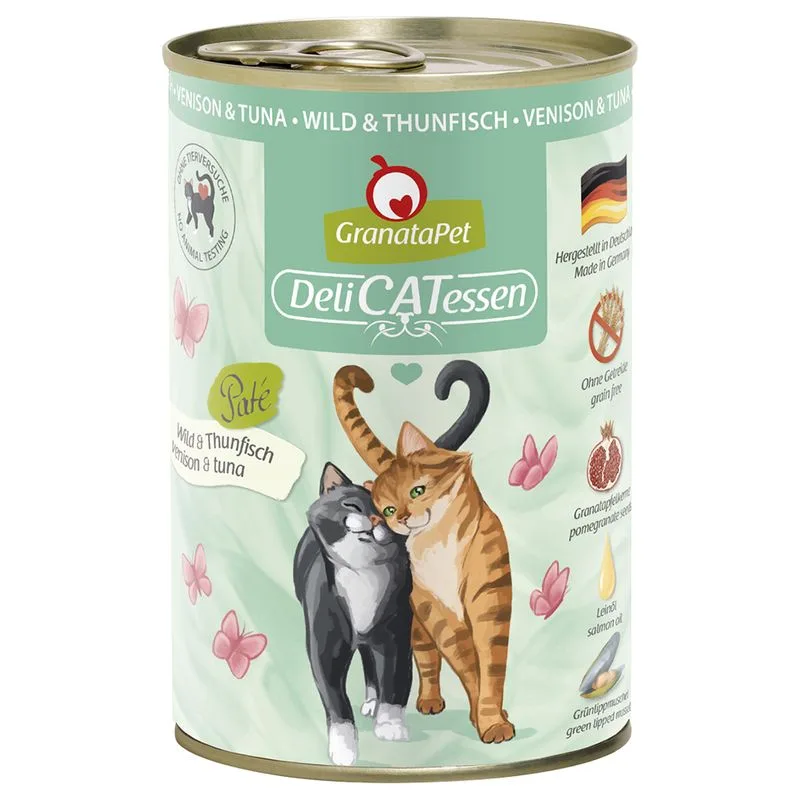 GranataPet DeliCatessen 24 x 400 g Umido per gatto (Selvaggina & Tonno)