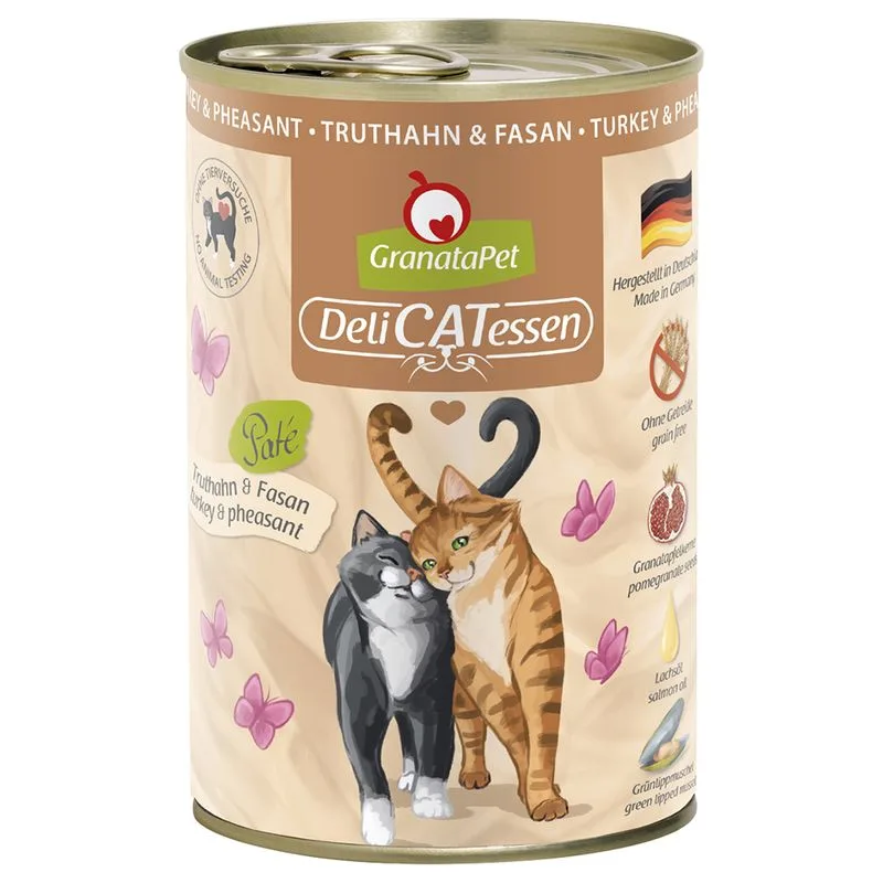GranataPet DeliCatessen 24 x 400 g Umido per gatto (Tacchino & Fagiano)