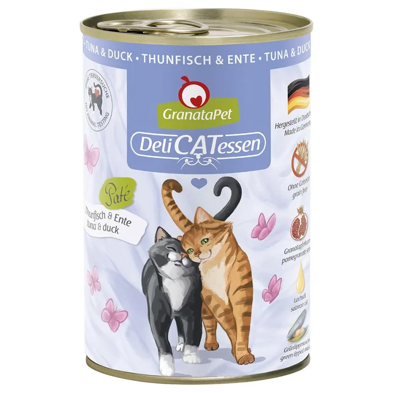 GranataPet DeliCatessen 24 x 400 g Umido per gatto (Tonno & Anatra)