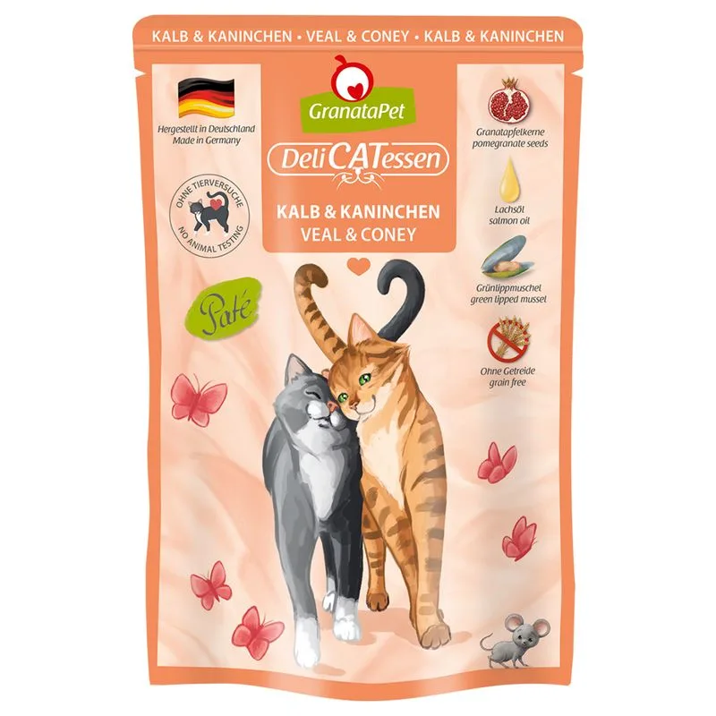 GranataPet DeliCatessen Buste 12 x 85 g Umido per gatto (Vitello & Coniglio)