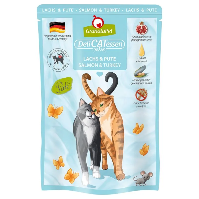 GranataPet DeliCatessen Buste 24 x 85 g Umido per gatto (Salmone & Tacchino)