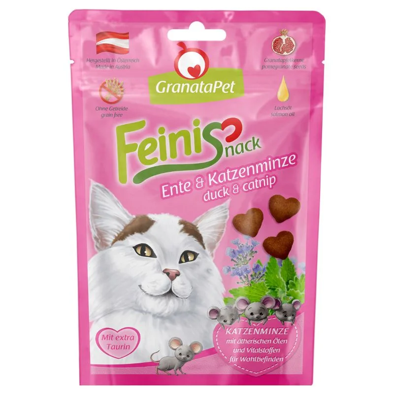 GranataPet Feinis Snack per gatto (Set %: 3 x 50 g Anatra & Erba gatta)