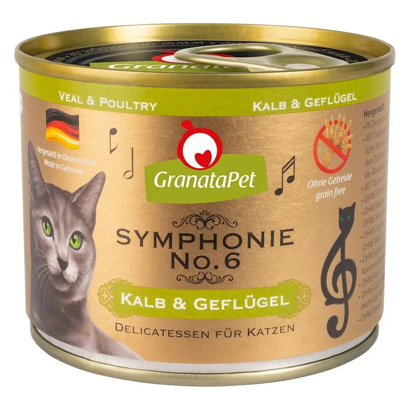 GranataPet Symphonie 6 x 200 g Umido per gatto (Vitello & Pollo)