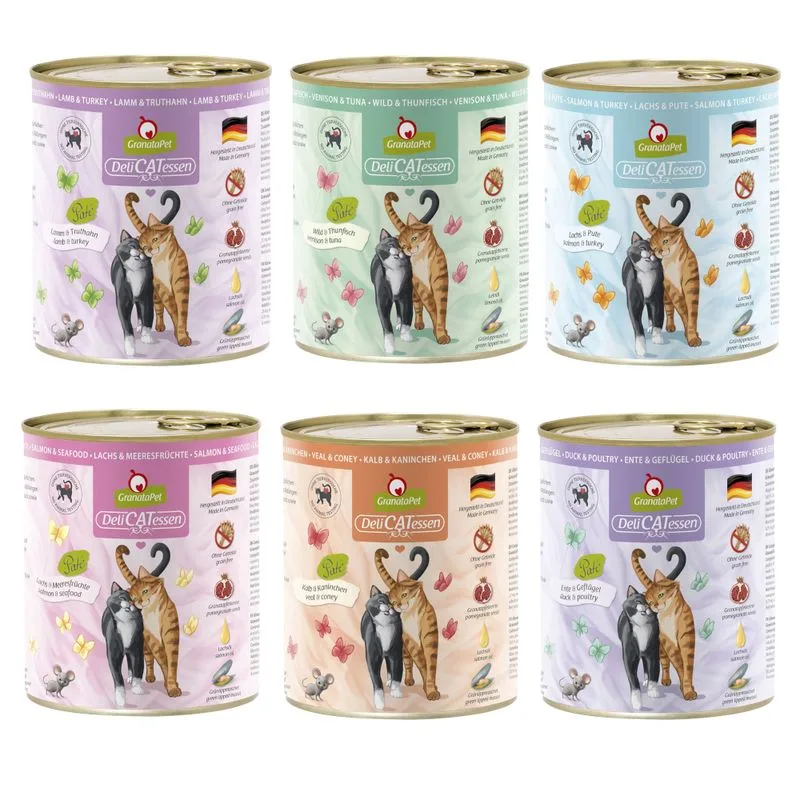 Set prova! GranataPet DeliCatessen 12 / 24 x 800 g Umido per gatto (24 x 800 g Mix 1: 6 varianti carne e pesce)