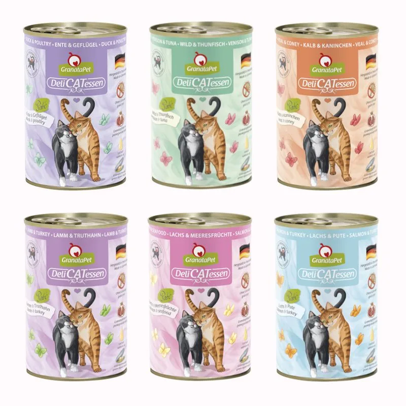 Set prova! GranataPet DeliCatessen 6 x 400 g Umido per gatto (Mix 1: 6 varianti carne e pesce)