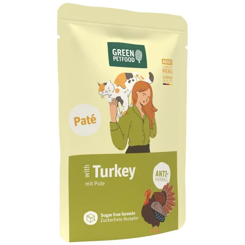 Green Petfood Adult Paté 8 x 85 g (Tacchino - Anti-Hairball)
