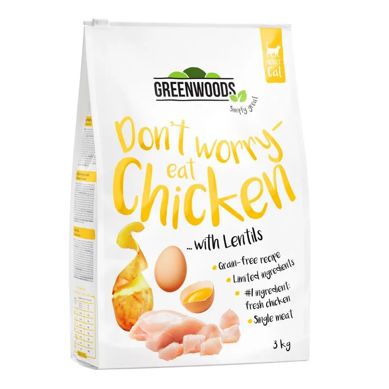 Multipack risparmio! Greenwoods 3 x 3 kg (Pollo con lenticchie, patate e uova)