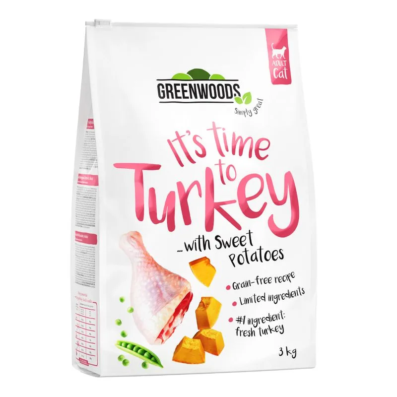 Multipack risparmio! Greenwoods 3 x 3 kg (Tacchino con patate dolci, piselli e zucca)