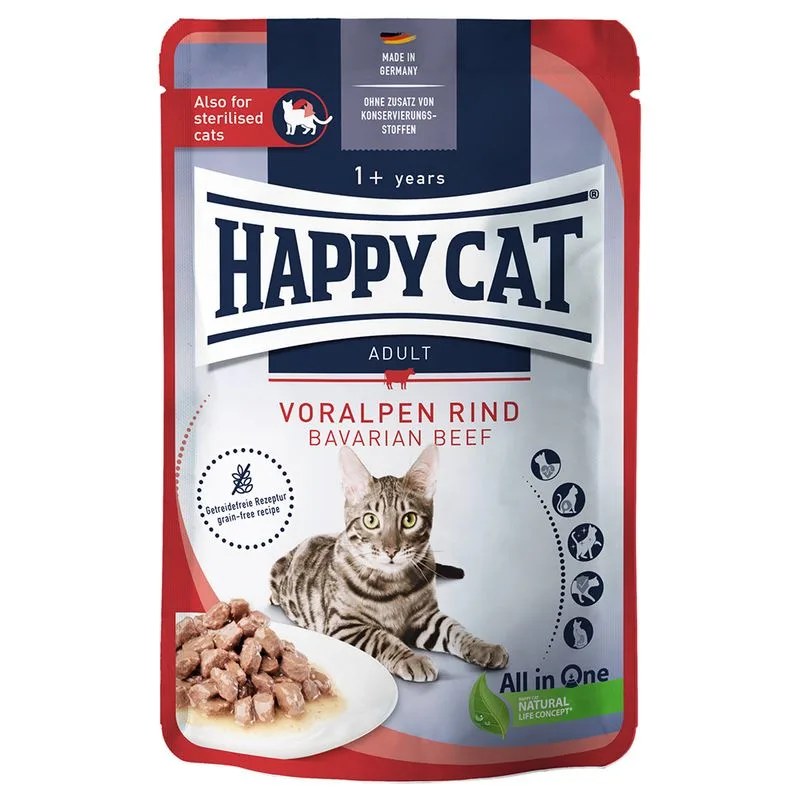 Happy Cat Buste Meat in Salsa 48 x 85 g (Manzo delle Prealpi)