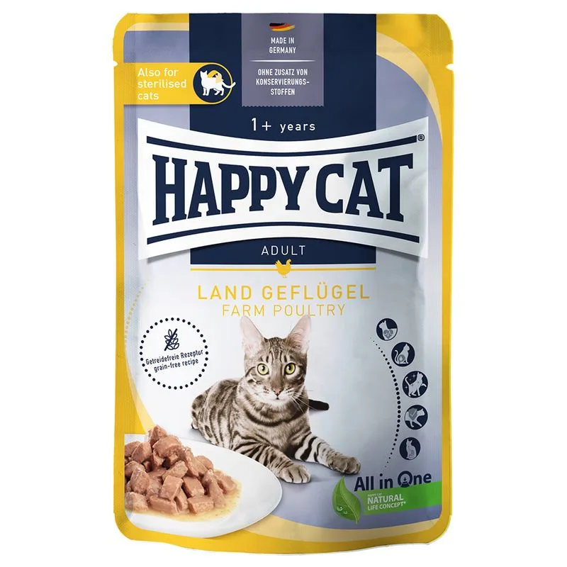 Happy Cat Buste Meat in Salsa 48 x 85 g (Pollame di campagna)