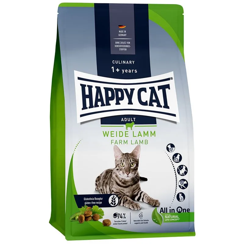Happy Cat Culinary Adult Agnello da pascolo Crocchette per gatto (Set %: 2 x 1,3 kg)