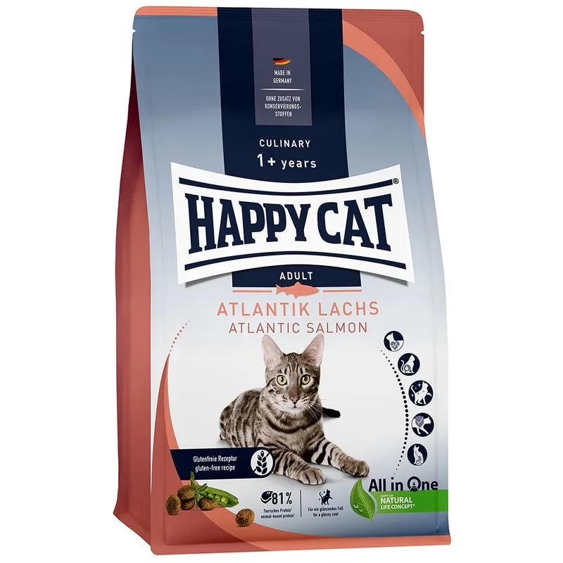 Happy Cat Culinary Adult Salmone dell'Atlantico Crocchette per gatto (Set %: 2 x 10 kg)