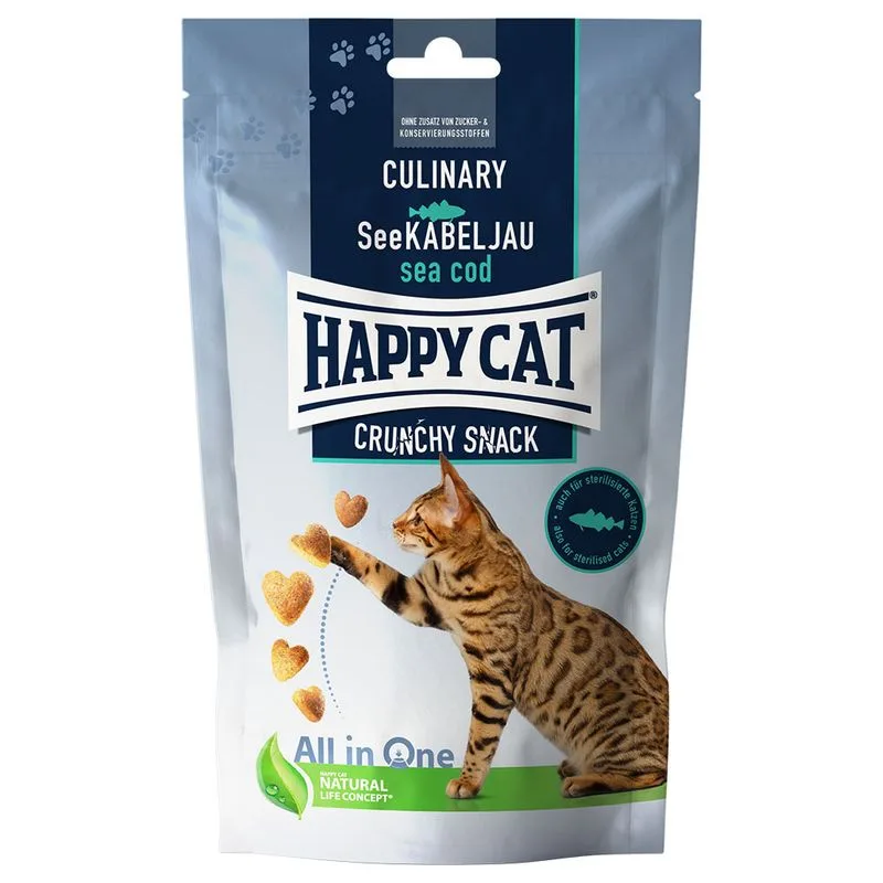 Happy Cat Culinary Crunchy Merluzzo Snack per gatti (Set %: 2 x 70 g)
