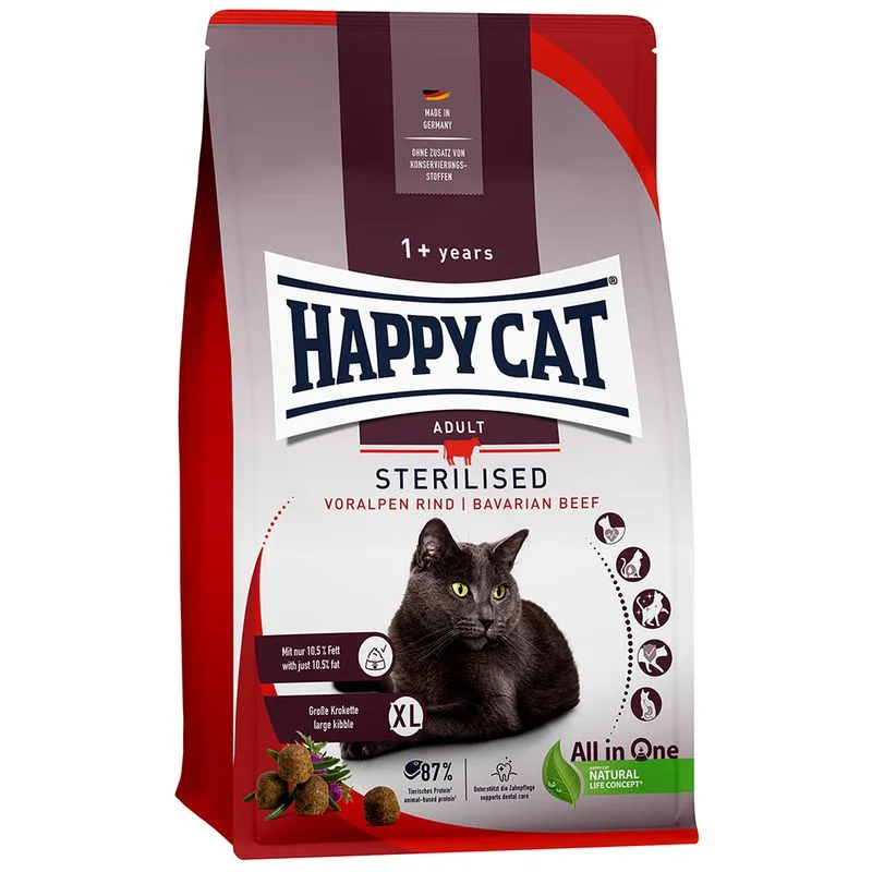 Happy Cat Sterilised Adult Manzo delle Prealpi (Set %: 2 x 4 kg)