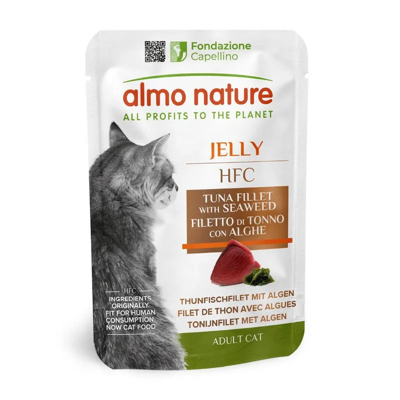 Almo Nature HFC Jelly in buste 12 x 55 g umido per gatto (Filetto di Tonno con Alghe)