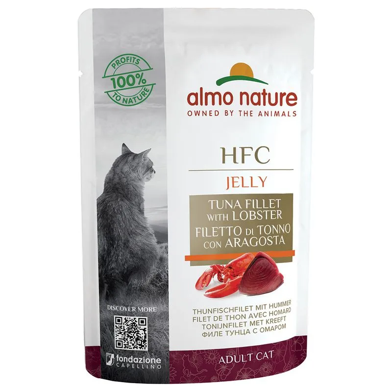 Almo Nature HFC Jelly in buste 12 x 55 g umido per gatto (Filetto di Tonno con Aragosta)