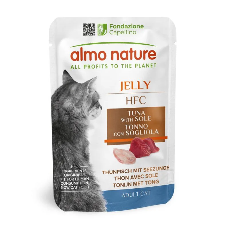 Almo Nature HFC Jelly in buste 12 x 55 g umido per gatto (Tonno e Sogliola)