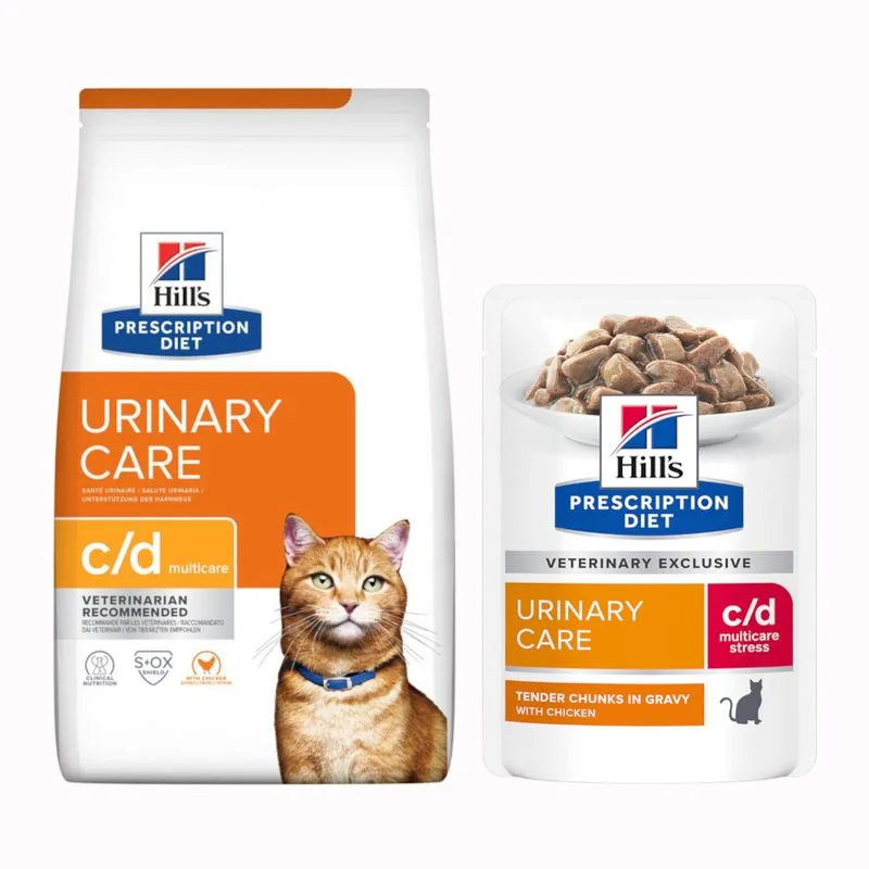 Set prova! Hill's Prescription Diet secco + umido in busta per gatti (c/d Multicare Urinary 1,5 kg crocchette + 12 x 85 g umido)