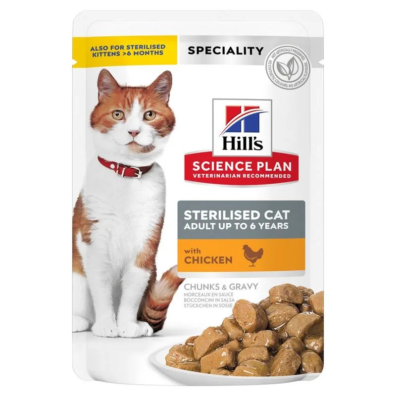 Hill's Science Plan Adult Sterilised Pacco misto umido per gatti (Set %: 48 x 85 g Pollo)