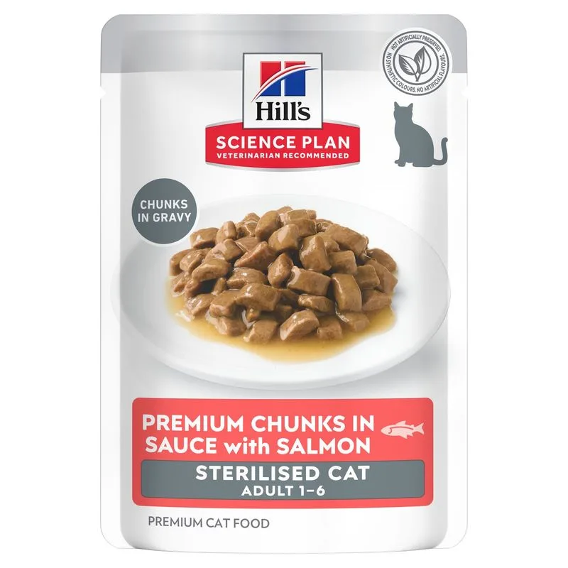 Hill's Science Plan Adult Sterilised Pacco misto umido per gatti (Set %: 48 x 85 g Salmone)