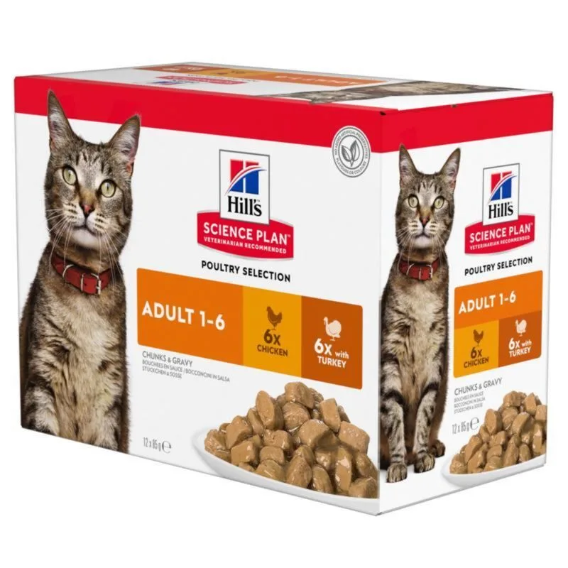 Hill's Science Plan Adult umido gatto (Set %: 48 x 85 g Selezione di Pollame)