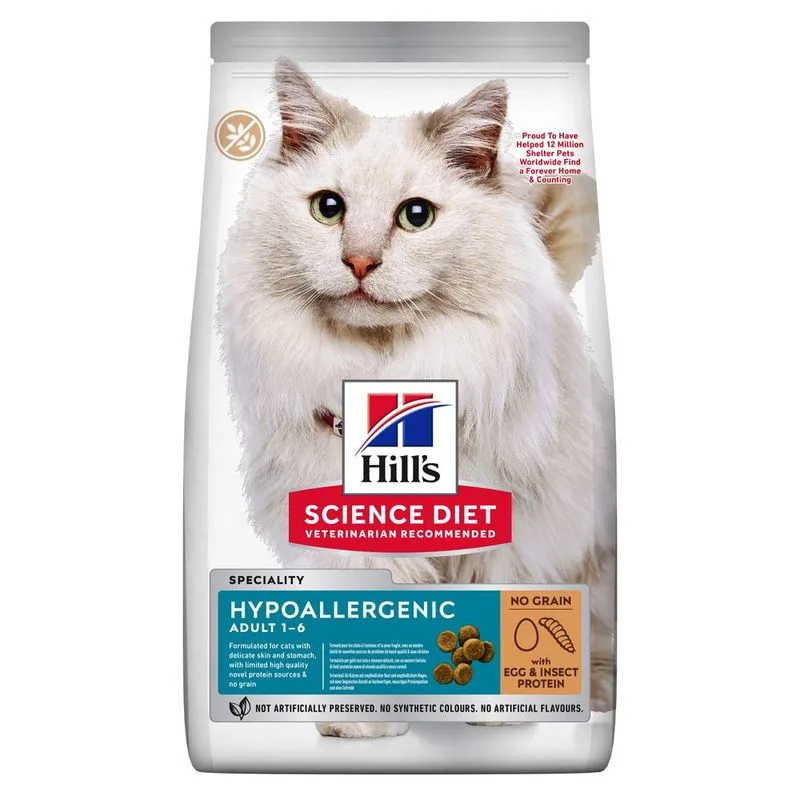 Hill's Science Plan Hypoallergenic Adult No Grain con Uova e Proteine degli Insetti (Set %: 2 x 7 kg)