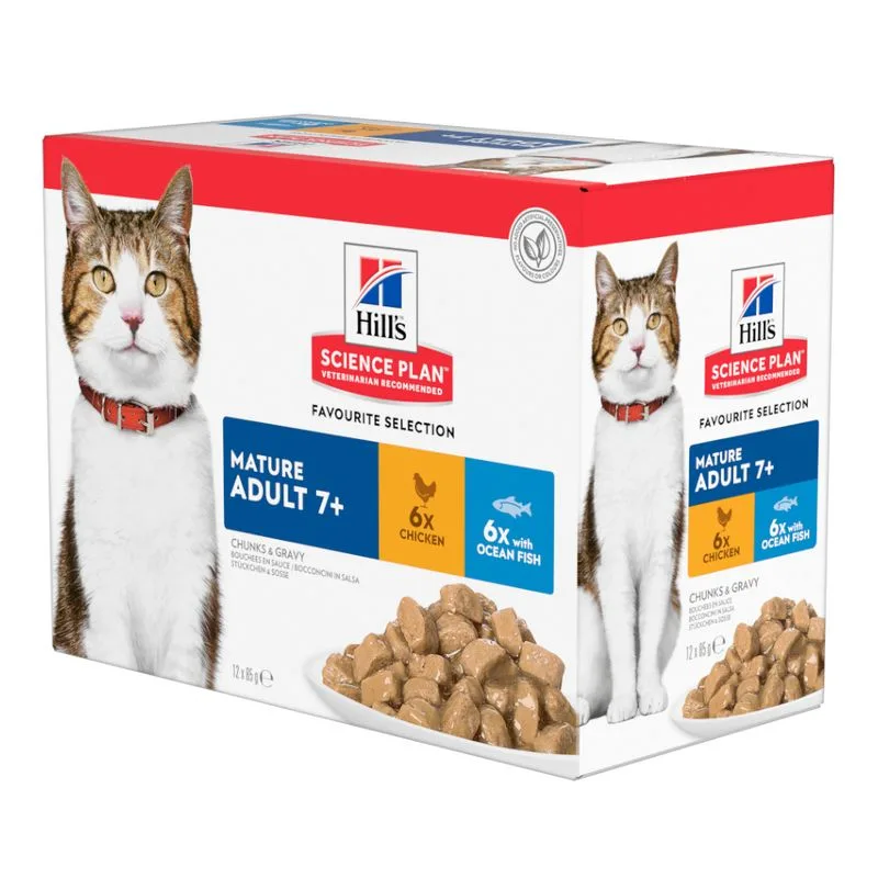 Hill's Science Plan Mature Adult 7+ (Set %: 48 x 85 g Pesce e Pollo)