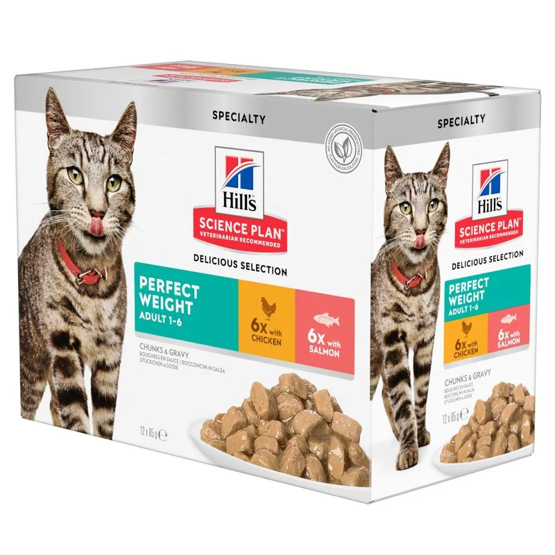 Hill's Science Plan Perfect Weight Adult 1+ Pollo (integrazione: 12x85g Hill's Science Plan Adult Perfect Weight Pollo e Salmone)