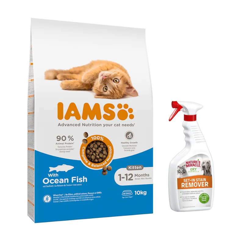 10 kg IAMS Advanced Nutrition Kitten + 709 ml Nature's Miracle gratis! (Kitten Pesce oceanico)