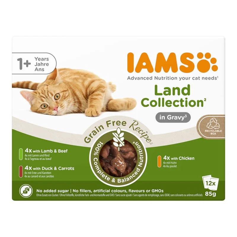 IAMS Advanced Nutrition Grain Free Land Collection in Salsa (Set %: 48 x 85 g)