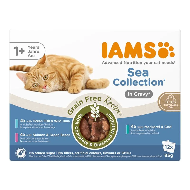 IAMS Advanced Nutrition Grain Free Sea Collection in Salsa (Set %: 48 x 85 g)