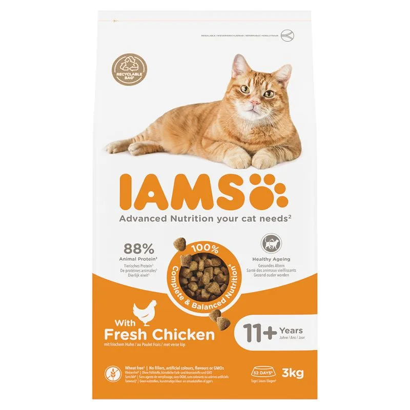 IAMS Advanced Nutrition Senior 11+ con Pollo Crocchette per gatto (Set %: 2 x 3 kg)