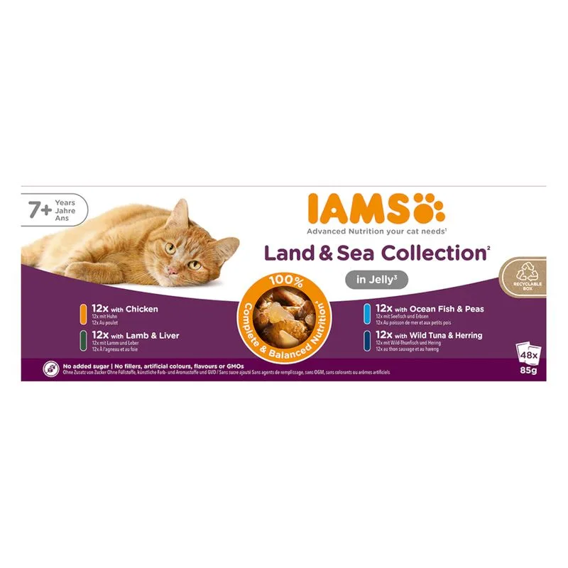IAMS Advanced Nutrition Senior 7+ Land & Sea Collection in Gelatina (Set %: 96 x 85 g)