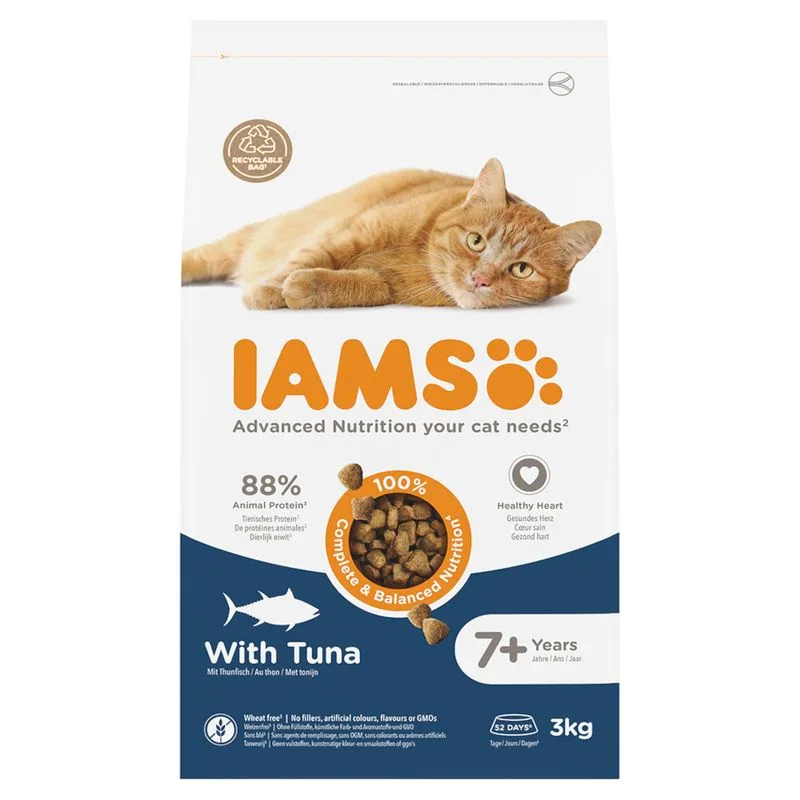 IAMS Advanced Nutrition Senior 7+ con Tonno Crocchette per gatto (Set % 2 x 3 kg)