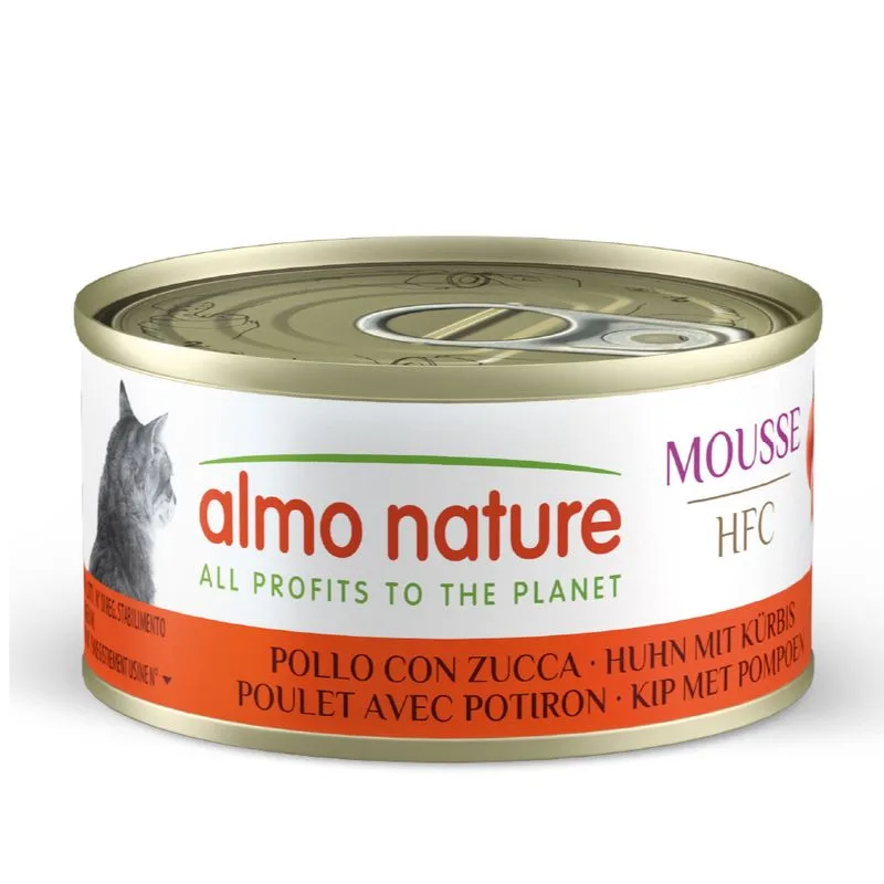 Almo Nature HFC Mousse 24 x 70 g umido per gatti (Pollo e zucca)