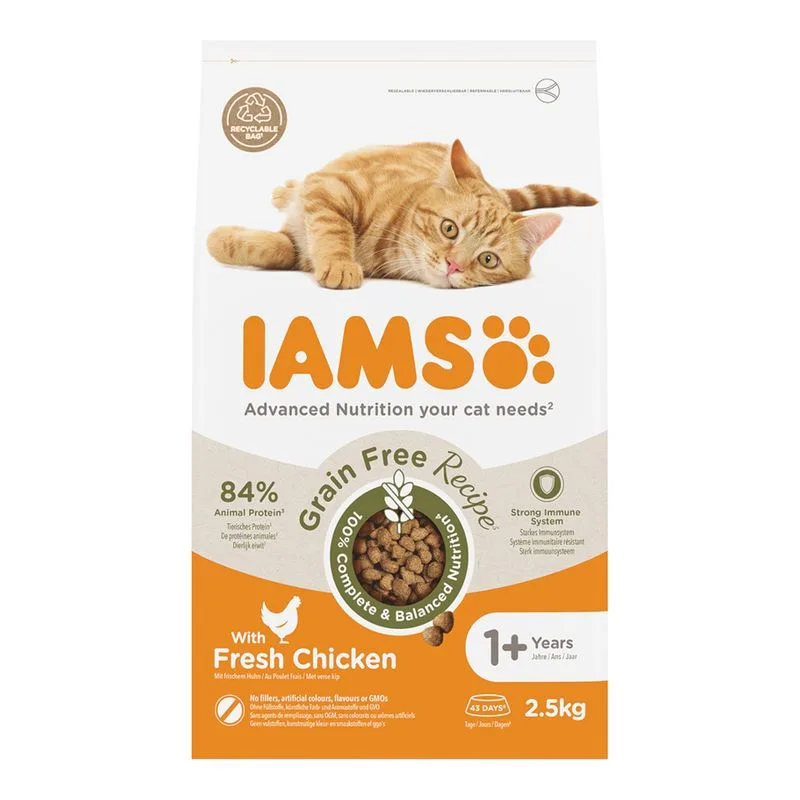 IAMS Advanced Nutrition senza cereali con Pollo Crocchette per gatto (Set %: 2 x 2,5 kg)