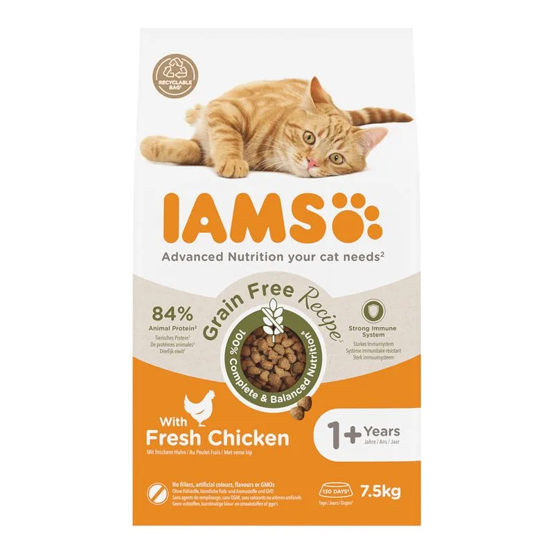 IAMS Advanced Nutrition senza cereali con Pollo Crocchette per gatto (Set %: 2 x 7,5 kg)