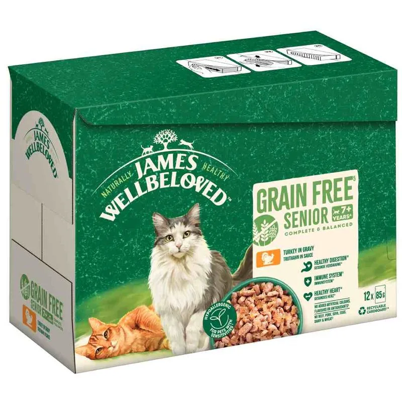James Wellbeloved Grain Free Senior Cat Hypoallergenic Tacchino umido gatto (Set %: 48 x 85 g)