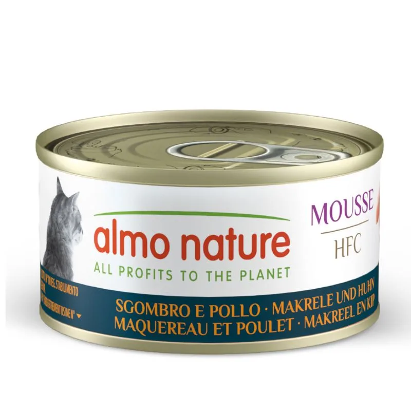 Almo Nature HFC Mousse 24 x 70 g umido per gatti (Sgombro e pollo)