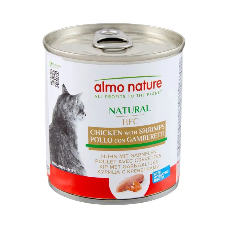 Almo Nature HFC Natural 6 x 280 g Alimento umido per gatti (Pollo e Gamberetti)