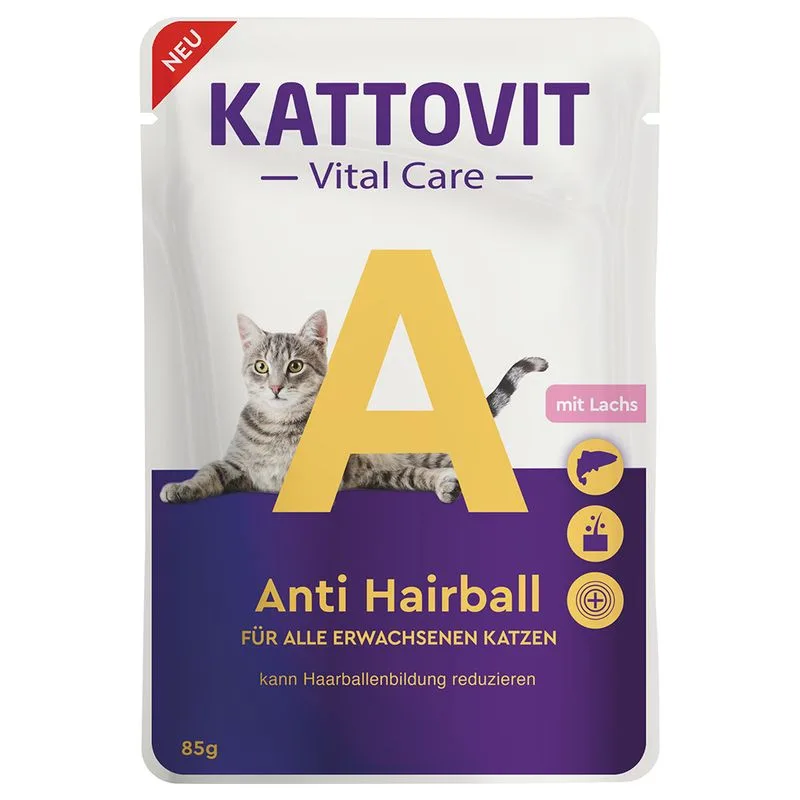 Kattovit Vital Care Anti Boli di pelo con Salmone (Set %: 24 x 85 g)